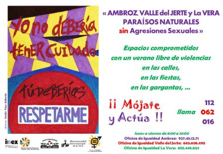 Imagen Campaña de verano contra las agresiones sexuales Oficinas de Igualdad Ambroz, Valle del Jerte y La Vera