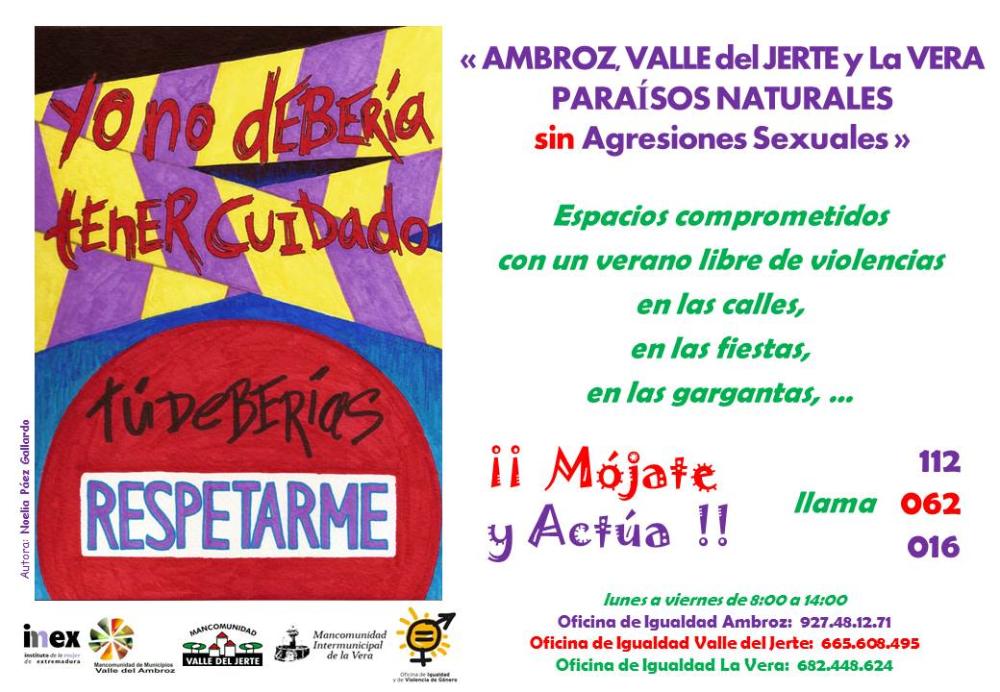Imagen Campaña de verano contra las agresiones sexuales Oficinas de Igualdad Ambroz, Valle del Jerte y La Vera